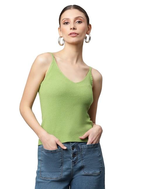 global republic green knitted slim fit top