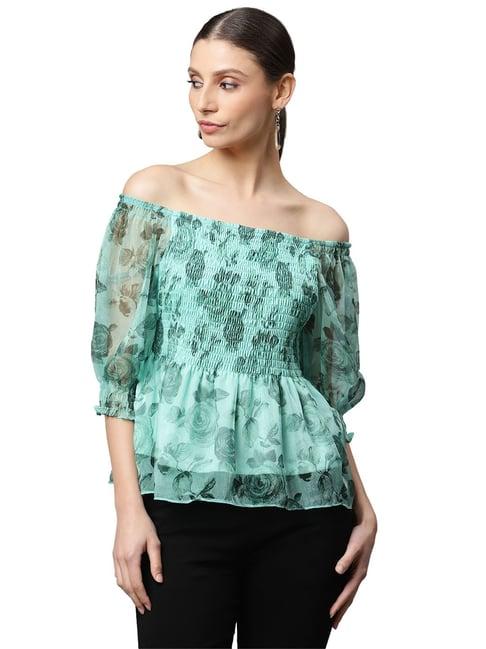 global republic green floral print peplum top