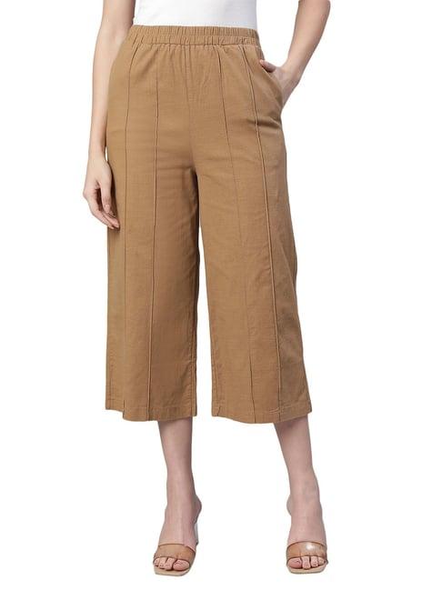 global republic brown regular fit mid rise culottes