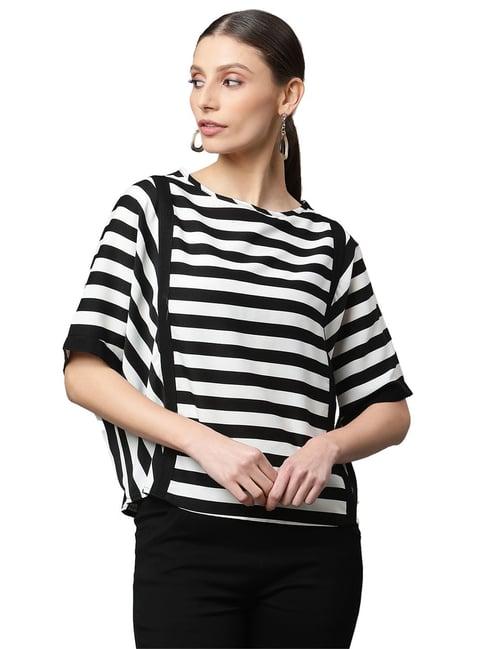 global republic black & white striped loose top