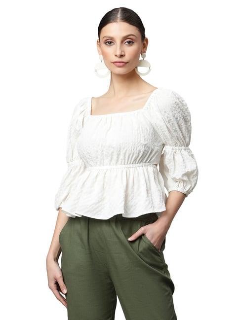 global republic white peplum top