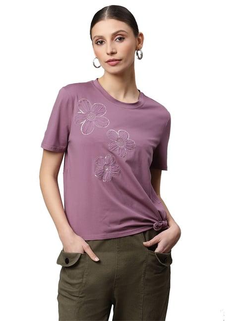 global republic mauve embellished t-shirt