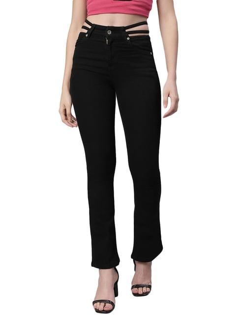 global republic black regular fit mid rise stretchable jeans