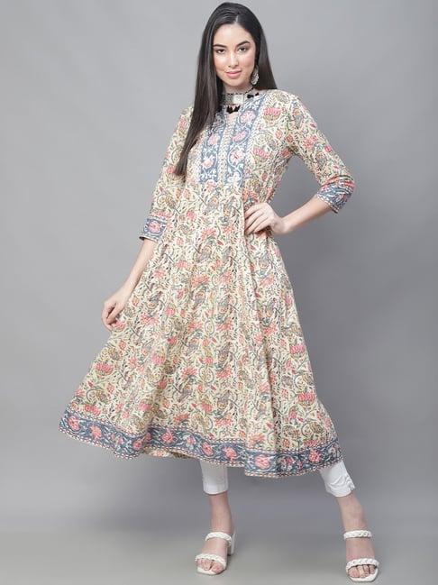 cantabil multicolor cotton floral print kurta