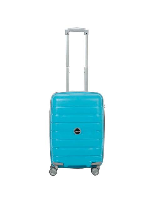 teakwood leathers blue textured hard medium trolley bag - 67 cm