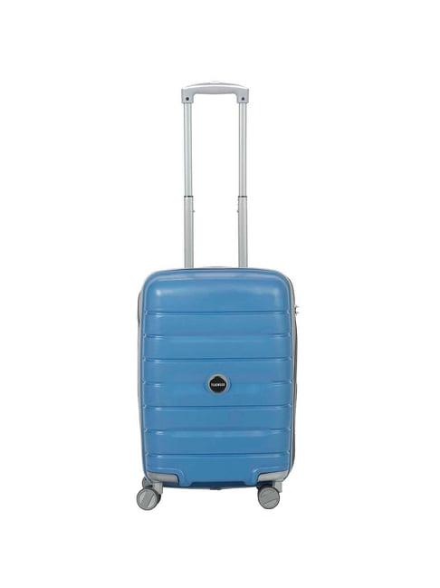 teakwood leathers blue textured hard large trolley bag - 77 cm