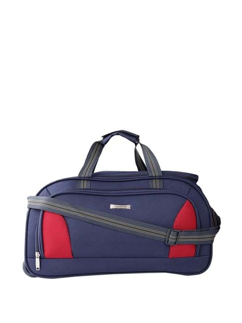 teakwood leathers navy & red medium duffle bag