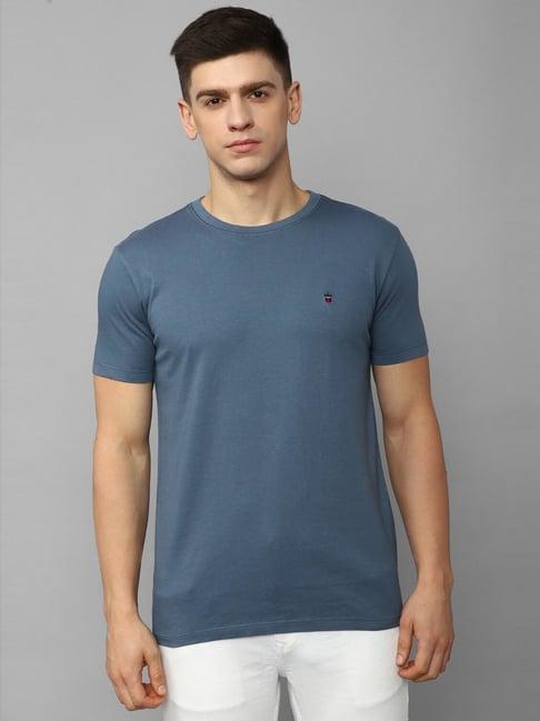 louis philippe jeans blue cotton slim fit t-shirt