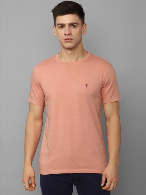 louis philippe jeans pink cotton slim fit t-shirt