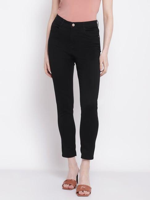 cantabil black cotton regular fit mid rise jeans