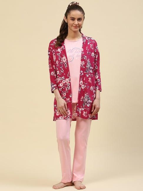 monte carlo pink printed t-shirt with pyjamas & shrug