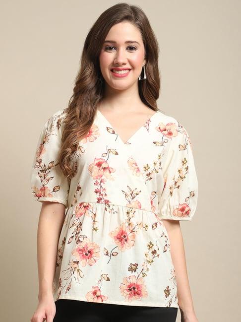 cantabil off white floral print top