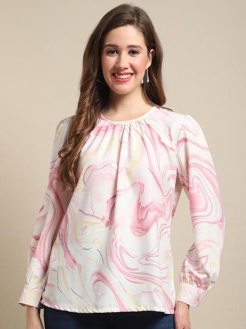 cantabil pink & white printed top