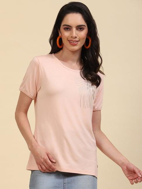 monte carlo peach embellished t-shirt