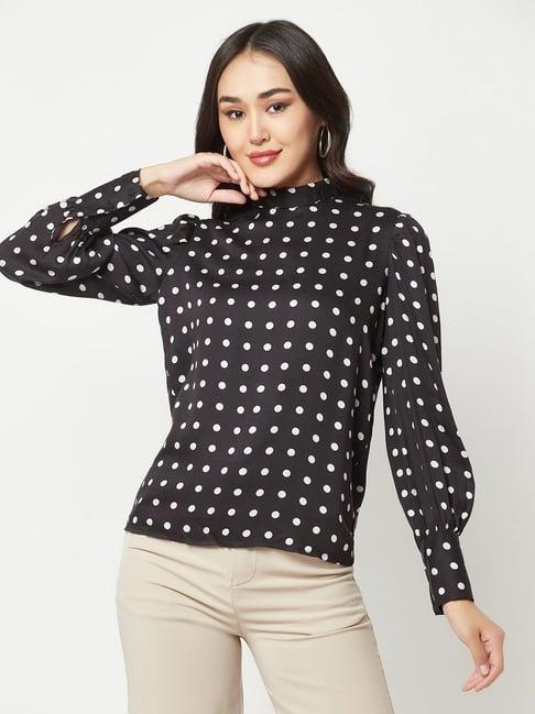 crimsoune club black polka dot top