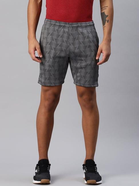 alcis grey slim fit printed training sports shorts