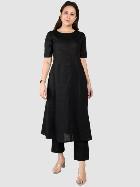 house of jamoti black cotton kurta pant set