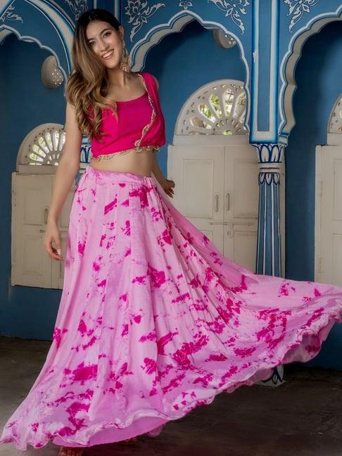 house of jamoti pink printed lehenga choli set