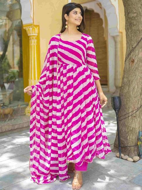 house of jamoti pink printed kurta pant set with dupatta