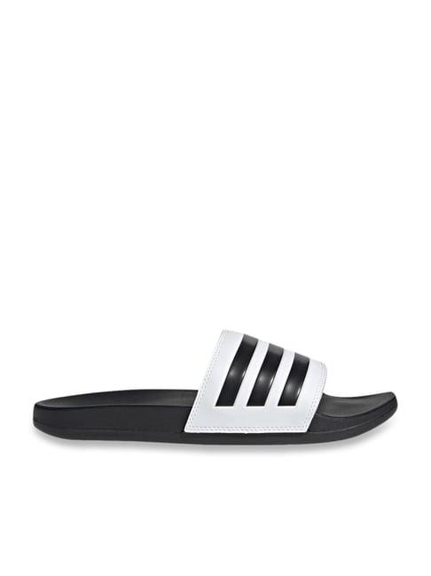 adidas men's adilette comfort white slides