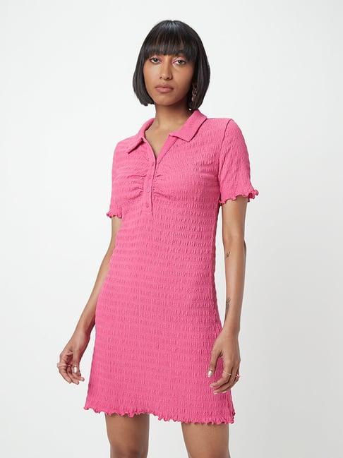 nuon by westside pink self-patterned dress