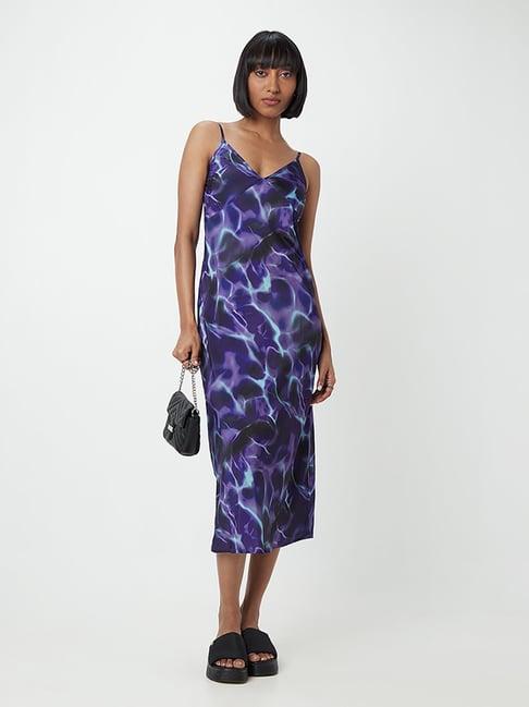 nuon by westside dark purple printed dress