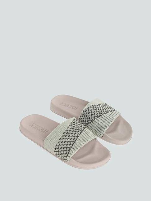 soleplay by westside knitted dual pattern sage slide