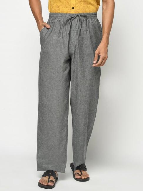 fabindia grey comfort fit drawstring trousers