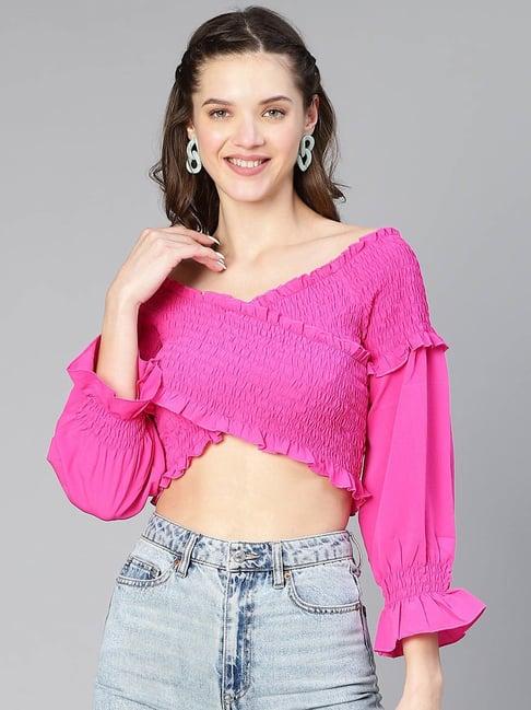 oxolloxo pink regular fit crop top