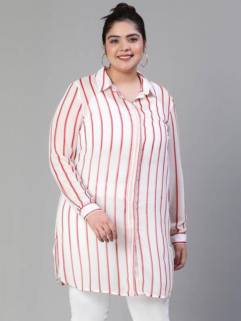 oxolloxo white & coral striped tunic