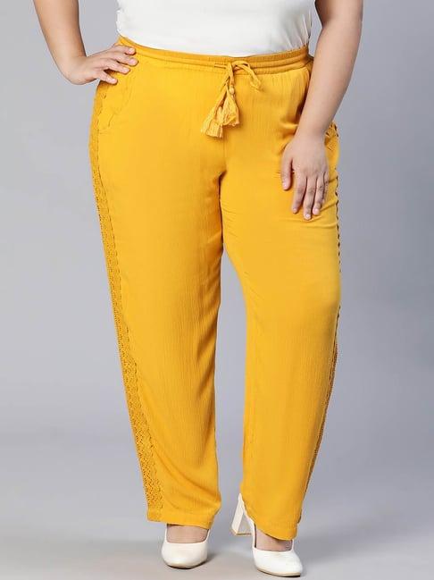 oxolloxo yellow regular fit mid rise pants