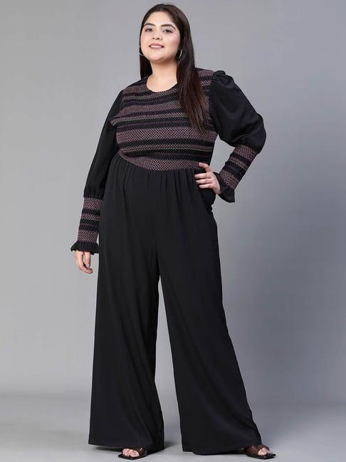 oxolloxo black embroidered maxi jumpsuit