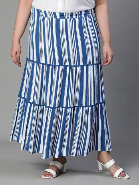 oxolloxo blue & white striped maxi skirt