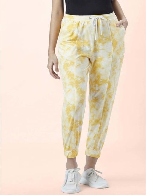 ajile by pantaloons yellow printed trackpants