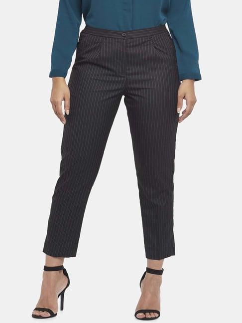 annabelle by pantaloons black striped trousers