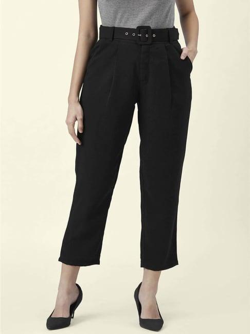 annabelle by pantaloons black mid rise cropped pants