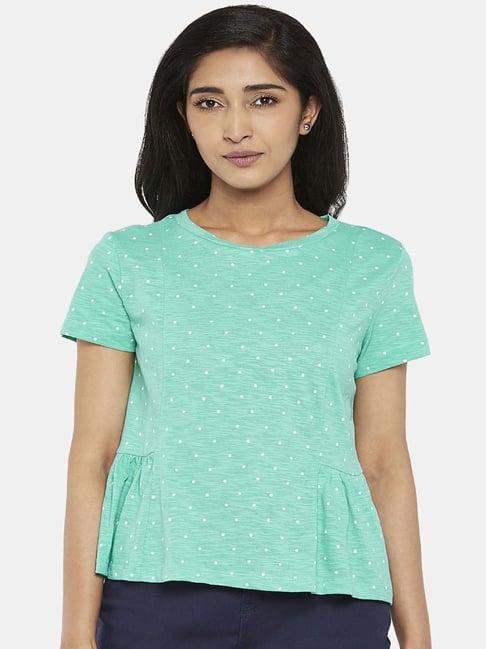 honey by pantaloons turquoise cotton printed top