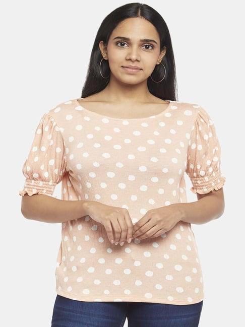 honey by pantaloons peach polka dots top