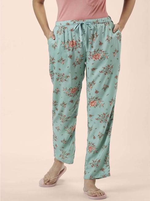 dreamz by pantaloons sea green floral print pyjamas