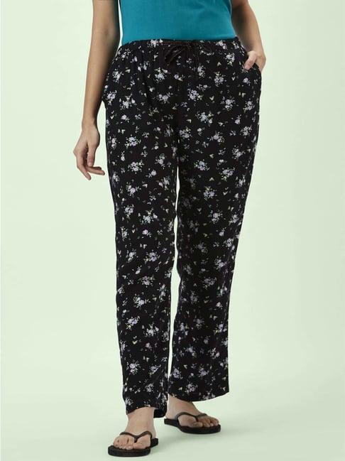 dreamz by pantaloons black floral print pyjamas