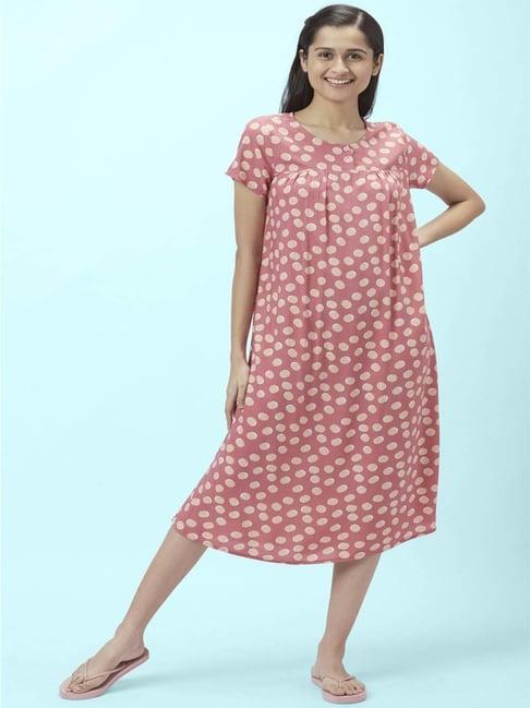 dreamz by pantaloons dusty pink cotton printed nighty