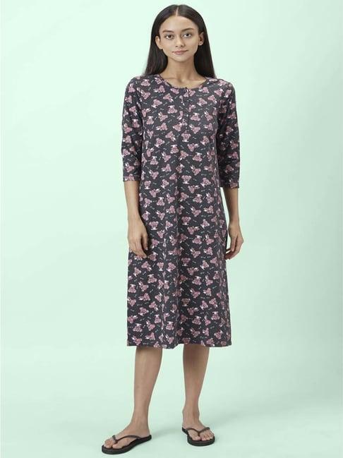 dreamz by pantaloons grey cotton printed night dress