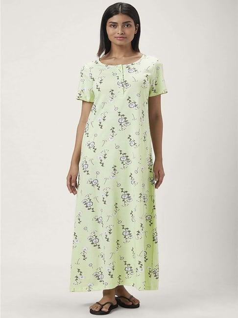 dreamz by pantaloons green cotton floral print nighty