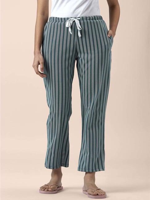 dreamz by pantaloons green cotton striped pyjamas