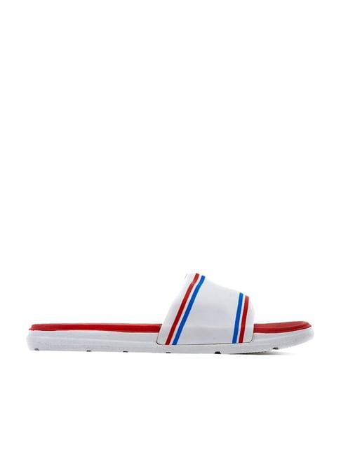 khadim men's pro white slides