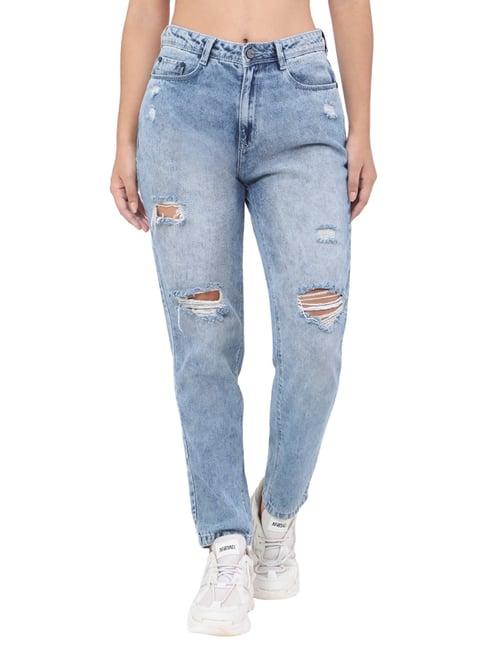 recap light blue distressed high rise jeans