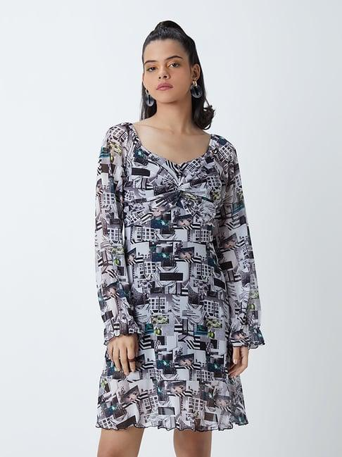 nuon by westside grey printed dress