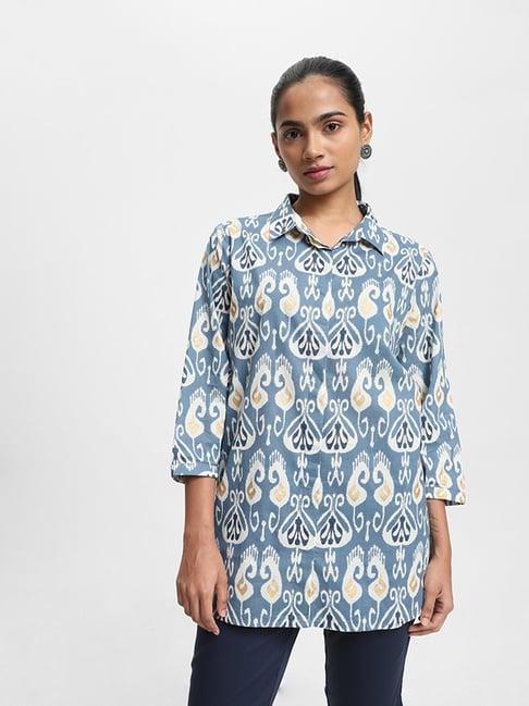 utsa by westside printed indigo kurta