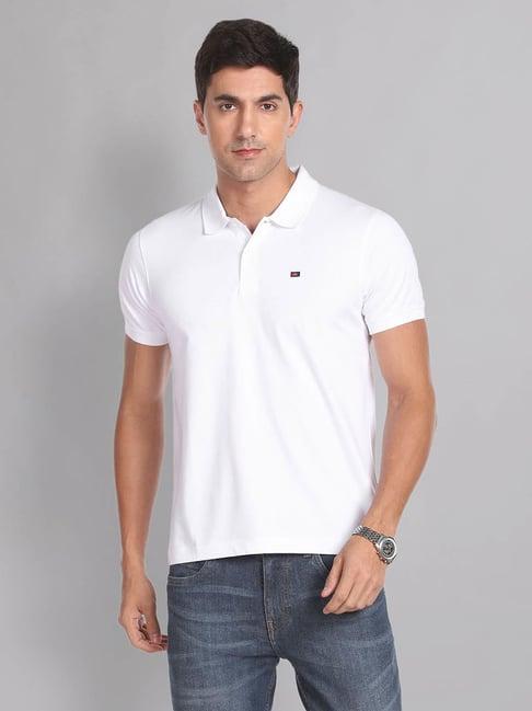 ad by arvind white slim fit polo t-shirt