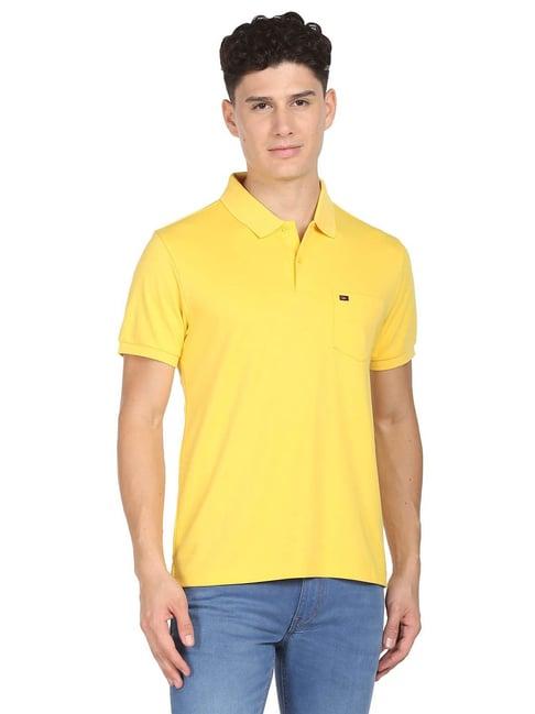 ad by arvind yellow slim fit polo t-shirt